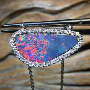 TGIF Sterling Silver - Queensland Boulder Opal Doublet Pendant Red