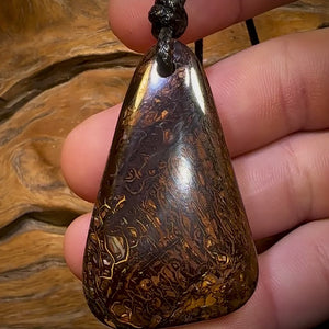 🔨 AUCTION 🔨 No Reserve 53 x 31mm - Drilled Boulder Opal Pendant w/ Eco Friendly Vegan Cord