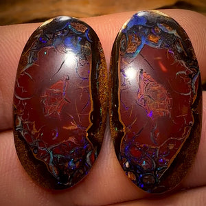 34.2cts - Tribal Queensland Boulder Opal Split and Polished Pair Double Sided