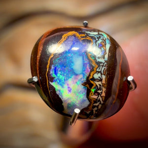 2.4cts - Small but Sweet Yowah Nut Crystal Centre Opal. Australian Boulder Opal