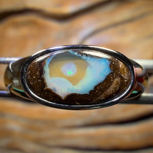 Sterling Silver - Solid Queensland Boulder Opal Ring UNISEX