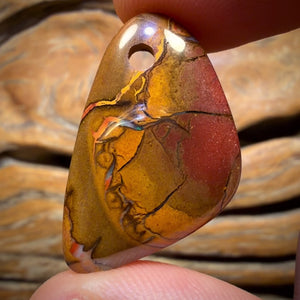 30 x 19mm - Drilled Tribal Queensland Boulder Opal