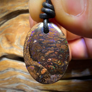 28 x 21mm - Drilled Tribal Queensland Boulder Opal Necklace