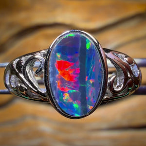 Sterling Silver - Queensland Boulder Opal Doublet Ring