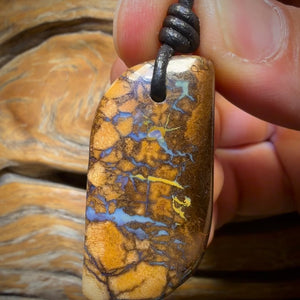 Bargain Card! 41 x 19mm - Drilled Tribal Queensland Boulder Opal Necklace