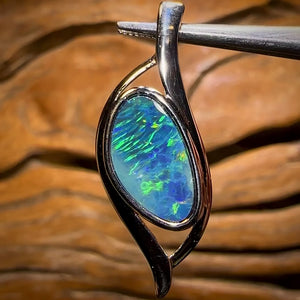 Sterling Silver - Queensland Boulder Opal Doublet Pendant HALF PRICE BARGAIN