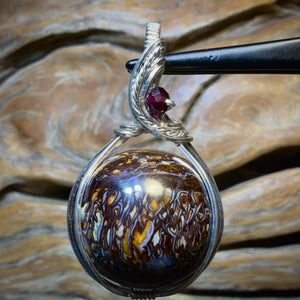Sterling Silver - Yowah Nut Opal Bead Pendant