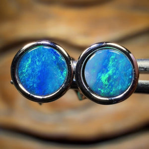 Sterling Silver - Australian Boulder Opal Doublet Stud Earrings
