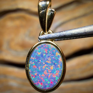 Wild Card! Sterling Silver Gold Plated - Queensland Boulder Opal Doublet Pendant