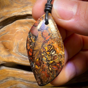 43 x 22mm - Drilled Tribal Queensland Boulder Opal Necklace