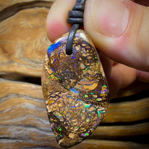 Wildcard! 40 x 22mm - Drilled Tribal Queensland Boulder Opal Necklace. Double Sided