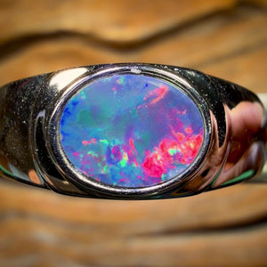Sterling Silver - Queensland Boulder Opal Doublet Ring UNISEX