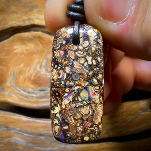 Dad! 35 x 16mm - Drilled Top Tribal Queensland Boulder Opal Necklace