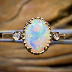 14k Gold - Solid South Australian Crystal Opal Ring