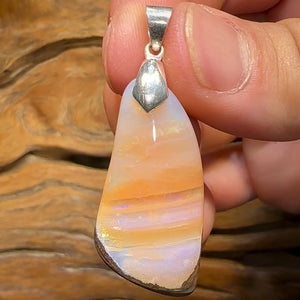 Sterling Silver - Australian Boulder Opal Drilled Pendant