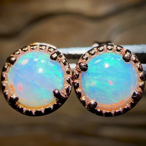 Sterling Silver Plated - South Australian Crystal Opal Stud Earrings