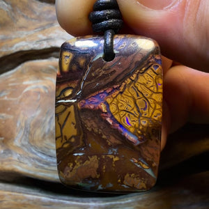 33 x 23mm - Drilled Tribal Queensland Boulder Opal Necklace. Australian Opal