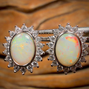 Sterling Silver - South Australian Crystal Opal Stud Earrings