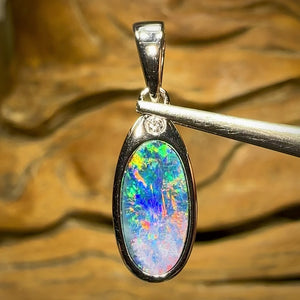 Sterling Silver - Australian￼ Boulder Opal Doublet Pendant Enchanted Forrest