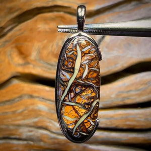 Daddy Dreamtime Sterling Silver - UNISEX Solid Top Tribal Boulder Opal Pendant