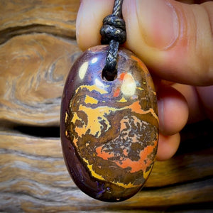 39 x 24mm - Drilled Boulder Opal Pendant w/ Eco Friendly Vegan Cord