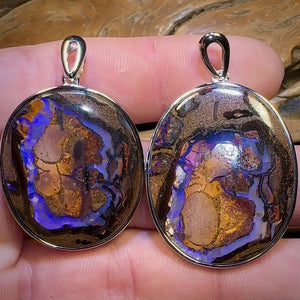 “Partners 2” Sterling Silver - Boulder Opal Splits UNISEX Pendant PAIR!