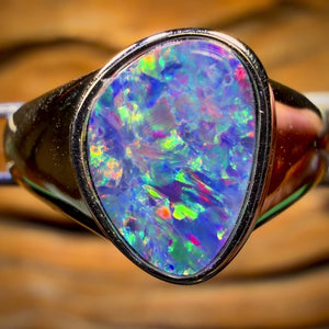Sterling Silver - Queensland Boulder Opal Doublet Ring UNISEX