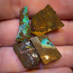 🔒50.6cts - 4x Australian Boulder Opal Rough Parcel