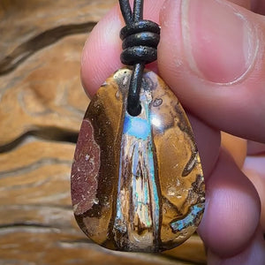 30 x 22mm - Opal Wood Drilled Australian Boulder Opal Necklace