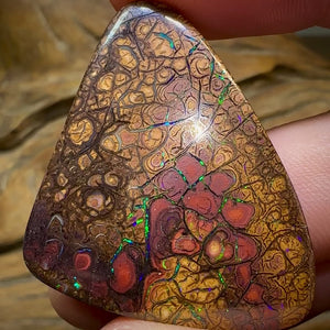 77.6cts - Yowah Nut Opal. Tan Tribal Pattern Picture