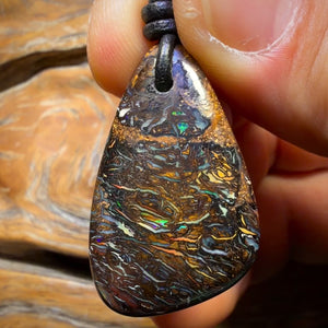 35 x 21mm - Drilled Tribal Queensland Boulder Opal Necklace