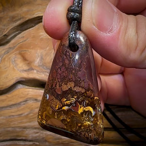 Auction Fall-Through = Your Gain! 🔥 Now More Than 50% Off RRP 🚨 47 x 26mm - Drilled Boulder Opal Pendant w/ Eco Friendly Vegan Cord