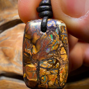 Dad Card! 26 x 17mm - Drilled Tribal Queensland Boulder Opal Necklace
