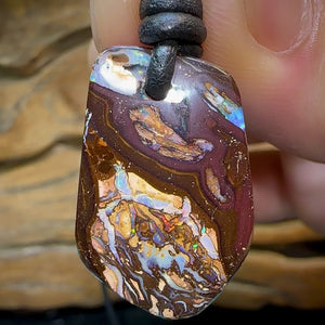 28 x 17mm - Drilled Australian Boulder Opal Necklace. Tribal