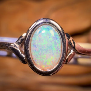 Bague en argent sterling avec opale de cristal d'Australie du Sud