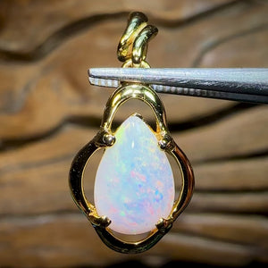 Sterling Silver Plated - Solid South Australian Crystal Opal Pendant. Half Price Free Setting