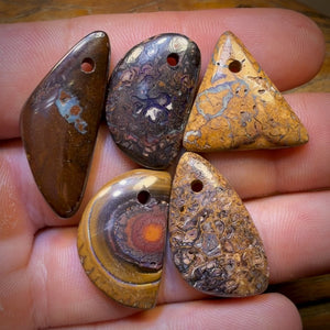 87.6cts - 5x Drilled Queensland Boulder Opals. Wholesale Parcel