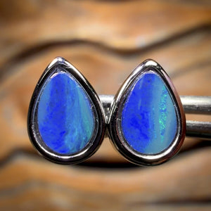 Sterling Silver - Australian Boulder Opal Doublet Stud Earrings