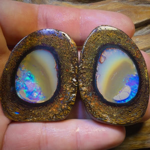 Dad Card! 293cts - Yowah Nut Crystal Centre Rub Specimen Pair