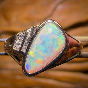 Sterling Silver - UNISEX South Australian Crystal Opal Ring