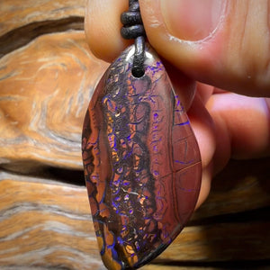 Dad! 43 x 21mm - Drilled Tribal Queensland Boulder Opal Necklace