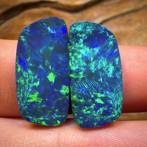 18.5cts - Best of the Best Blue Greens TOP Australian Boulder Opal Doublet Pair
