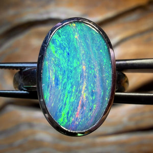 TGIF Sterling Silver - Queensland Boulder Opal Doublet Ring