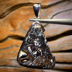 Obsidian Daddy Sterling Silver - UNISEX Solid Tribal Boulder Opal Pendant