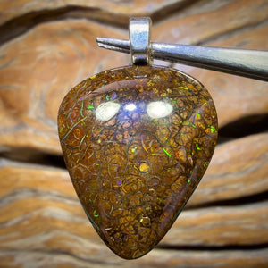 Solid Tribal Queensland Boulder Opal Pendant