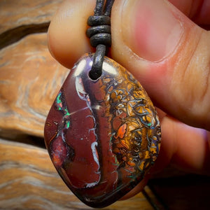 32 x 24mm - Drilled Tribal Queensland Boulder Opal Necklace