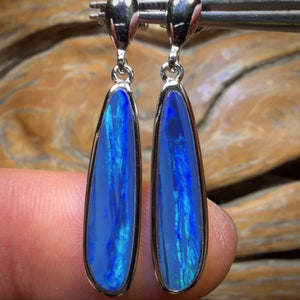 Sterling Silver - Australian Boulder Opal Doublet Drop Stud Earrings