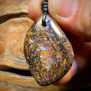 Wild Card! 40 x 26mm - Drilled Tribal Queensland Boulder Opal Necklace