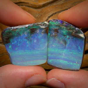 197.3cts - GEM Queensland Boulder Opal Split Pair. Isaac’s Cut!