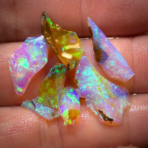 13.1cts - 7x Australian Yowah Wood Crystal Opal Rough Pieces. Highly Prized Material